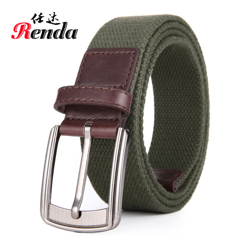 Factory Direct Sales New Monochrome Classic Canvas Belt Student Belt Men‘s Versatile Pant Belt Pin Buckle Canvas Belt