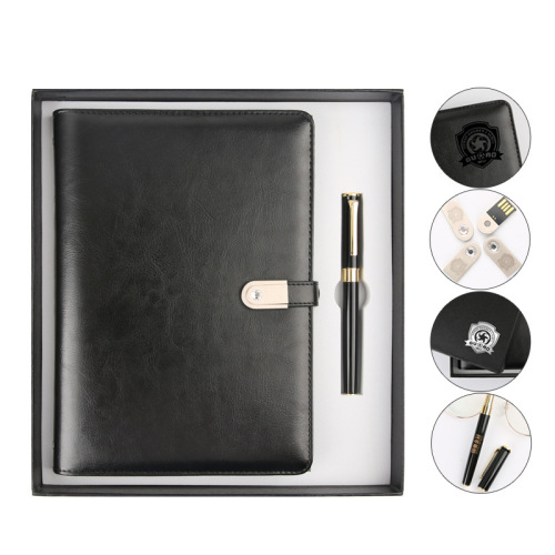 Multifunctional Notebook with U Disk Charging Pen Office Charging Notepad Business Meeting Gift Set Customization 