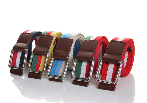 Online Best-Selling Product New Men and Women Woven Casual Belt Foreign Trade Retro Canvas Belt Multi-Color Optional 8003#