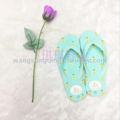 foreign trade eva beach flip flops printing cute refreshing fruit pineapple women‘s girls‘ slippers