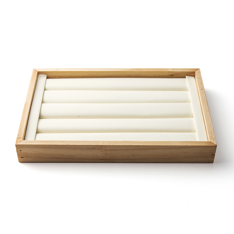 跨境专供PU平面分隔戒指托盘18位玉佩盘实木创意饰品收纳盒可定做