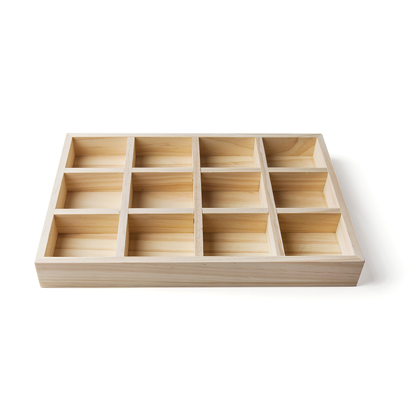 首饰收纳木盒 实木12格托盘首饰展示盘项链手镯珠宝展示陈列道具