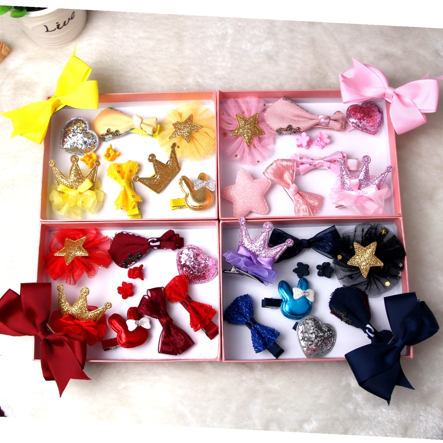 Korean children 's headdress hair ornaments classic edge clip crown complete bag hair clip hair card jewelry set gift girls