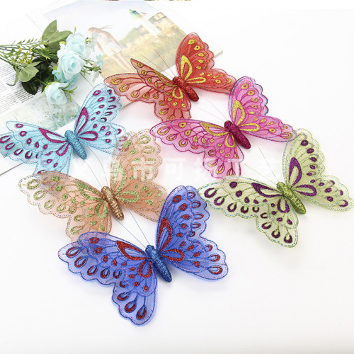 spot simulation double-layer gauze butterfly simulation butterfly crafts decoration living room bedroom creative fridge magnet