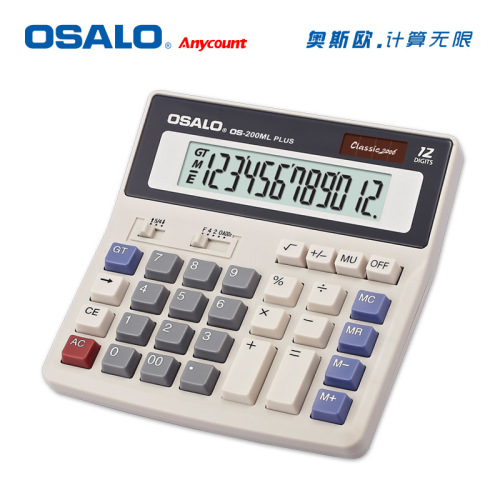 200ml Calculator Desktop 12-Digit Display Solar Dual Power Osano Calculator 