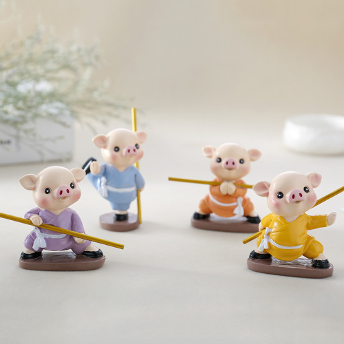 car ornament decoration creative kung fu pig ornaments cute doll gift car resin crafts cartoon pig