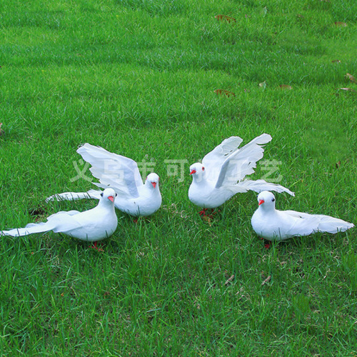 Wholesale Simulation White Pigeon shopping Mall Wedding Decorations Pigeon Simulation Peace Flying Pigeon White Foam Feather Bird 