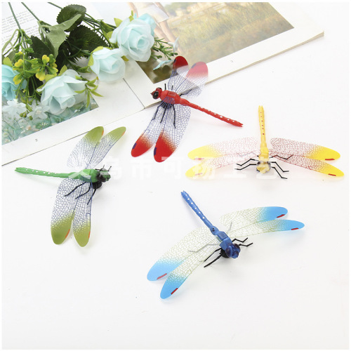 VC Plastic Fashion Beautiful Simulation Dragonfly Three-Dimensional Wall Stickers Living Room Bedroom Glass Decoration Dragonfly Wholesale 