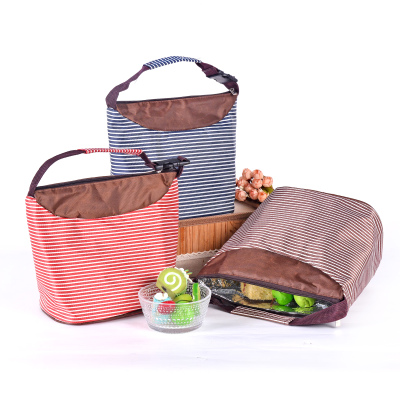 Fashionable stripe heat preservation bag lunch bag ice package insulate bag