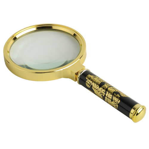 factory direct 90mm hand-held reading gold-plated edge dragon grain glass lens magnifying glass 9.9 exclusive