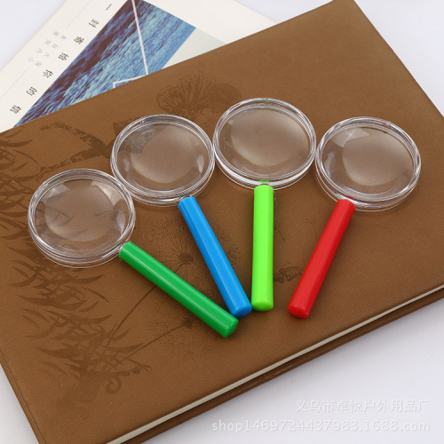 40mm Multicolor Color Handheld One Yuan Store Hot Sale Supply Student Stationery 3 Times Plastic Magnifying Glass 