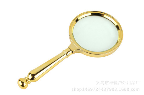 Factory Direct Sales 70mm Copper Plated Magnifying Glass Handheld Magnifying Glass round Handle Magnifying Glass High Power Magnifying Glass