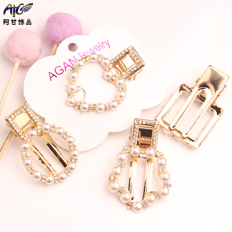 Imitation pearl clip headdress hairpin ins web celebrity east gate one word clip side clip Korean temperament hairpin female