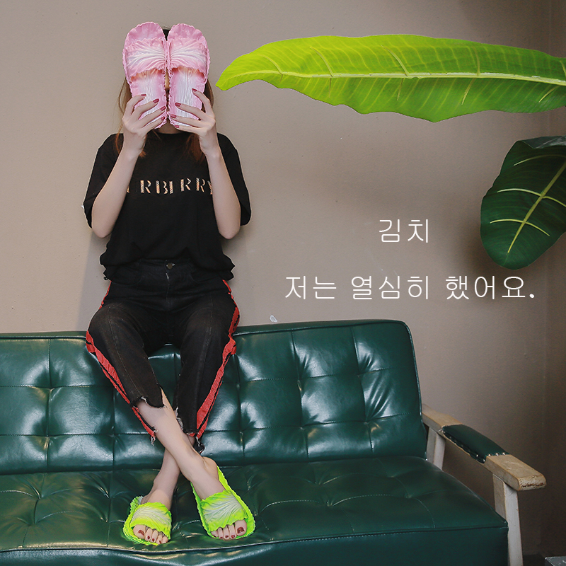 创意卡通白菜拖鞋女夏季室内外穿平底防滑搞怪凉拖个性百搭一字拖