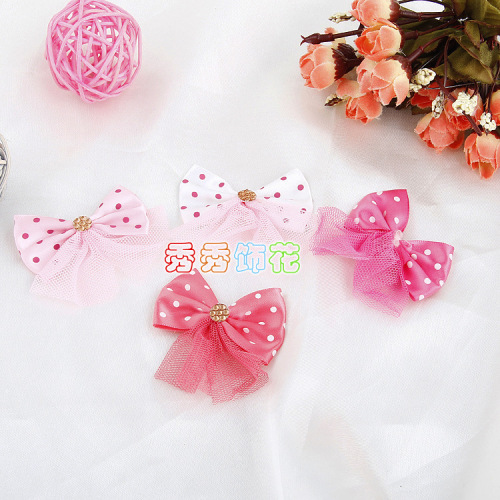 exquisite polyester belt + mesh bow for children‘s hat children‘s clothing accessories spot wholesale