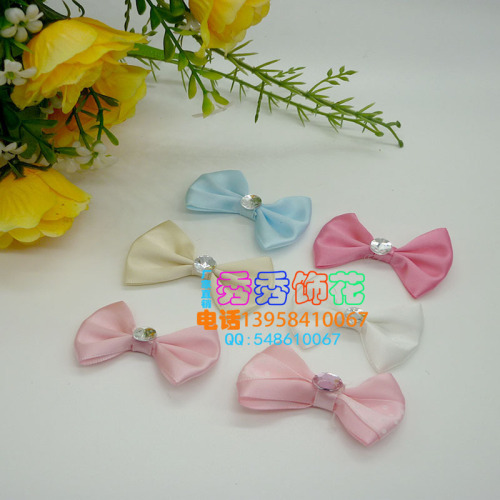 Factory Direct Sales DIY Handmade Material Clothing Coat and Cap Shoe Ornaments Accessories Single Layer Bow Tie with Diamond Bow