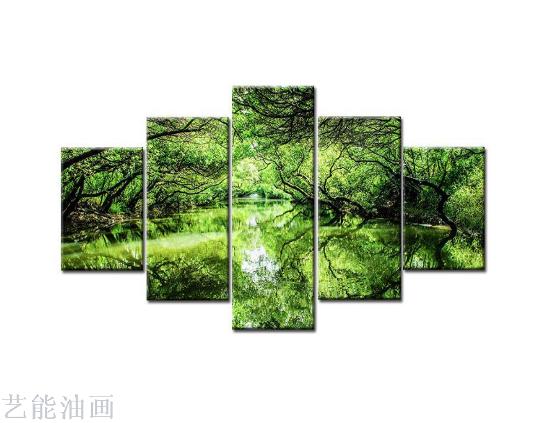 绿色热带雨林风景画书房喷绘画客厅装饰画欧式喷印画