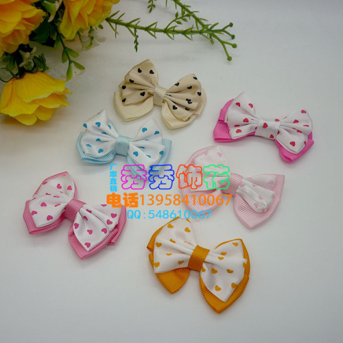 Factory Direct Sample Customization 634diy Hand-Printed Peach Heart Double-Layer Back Bow