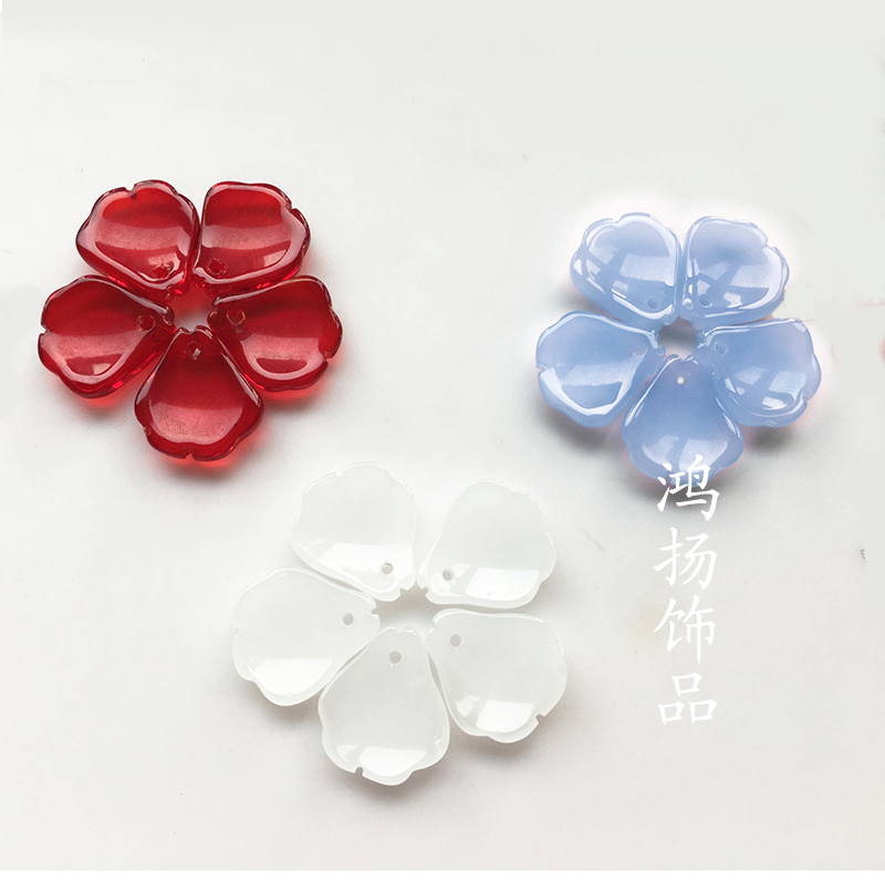 捷克琉璃 DIY款多彩花瓣牡丹花瓣手工古风发簪耳环配件可议价
