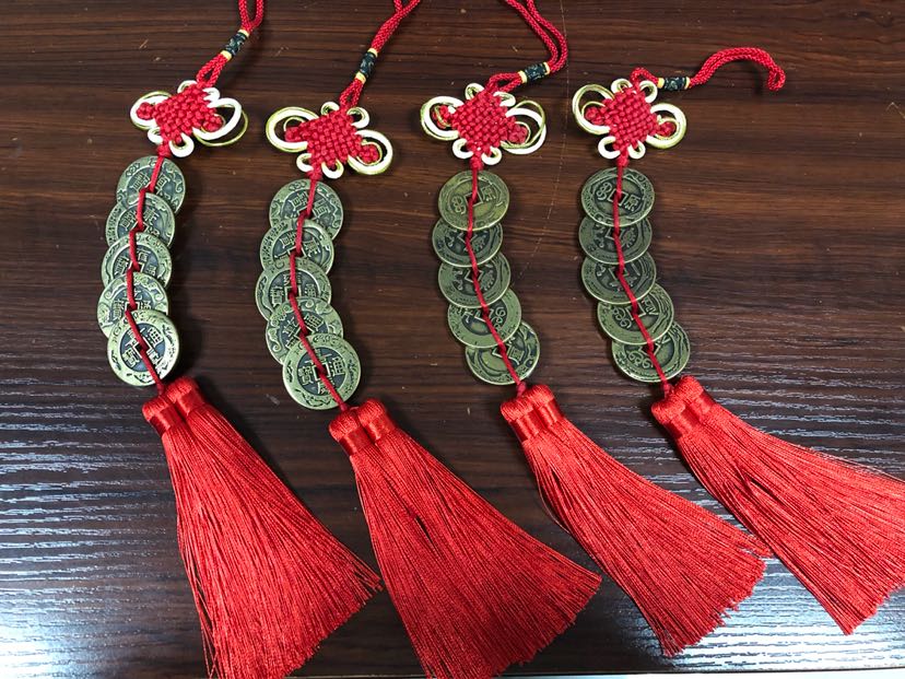 3.2cm厚五帝铜钱花钱五帝串挂件