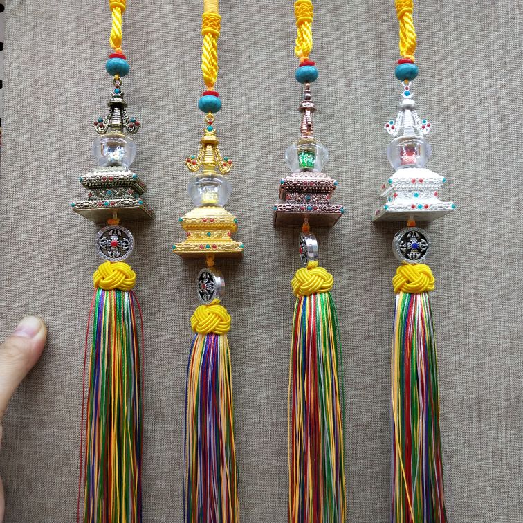 仿古藏银水晶舍利塔汽车挂件