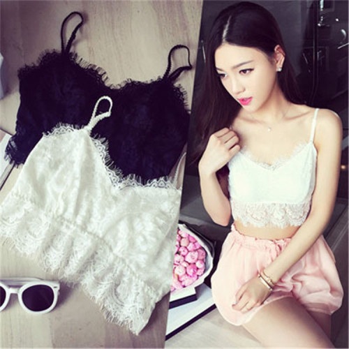 2019 spring college eyelash lace v-neck wrapped chest bottoming women‘s anti-exposure tube top underwear