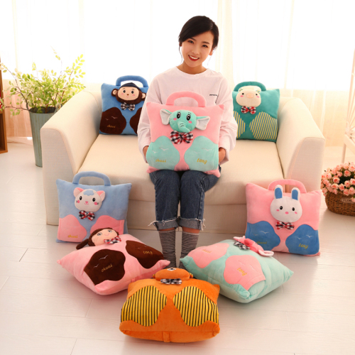 naughty monkey owl cartoon multi-function pillow air conditioning office nap pillow flannel fabric wholesale