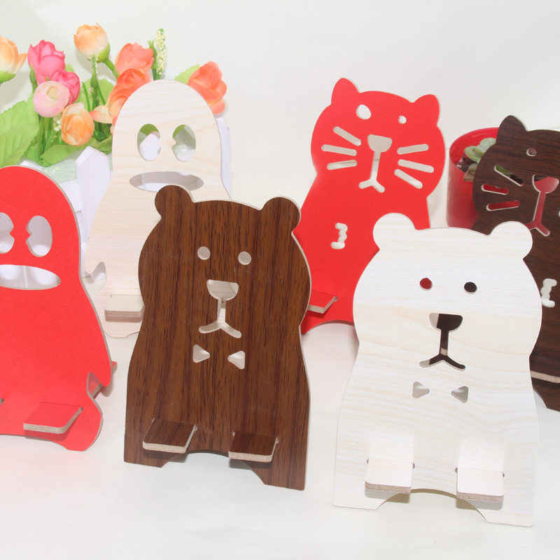 木质卡通手机支架厂家货源 创意懒人手机支架 促销赠品支架定制