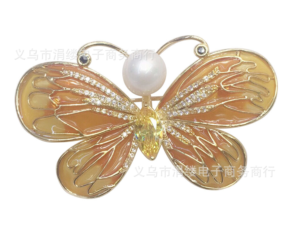 韩板胸针女胸花奢华大气质开衫别针扣针微镶金蝴蝶毛衣配饰微章