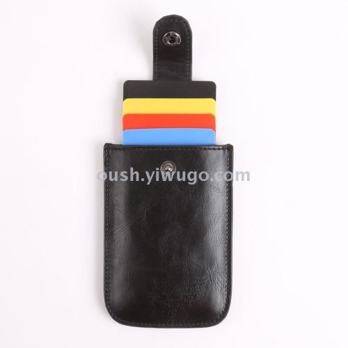 Supply PU Leather Card Holder Credit Card Box Business Gift Bankcards Box Card Holder Pull-out Card Holder