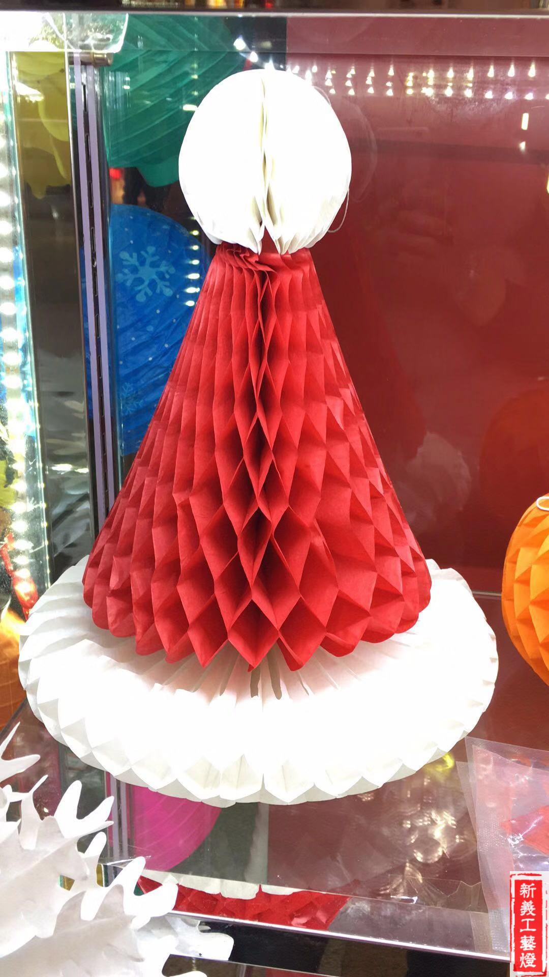 拉花纸圣诞帽创意圣诞装饰用品彩灯蜂窝灯笼