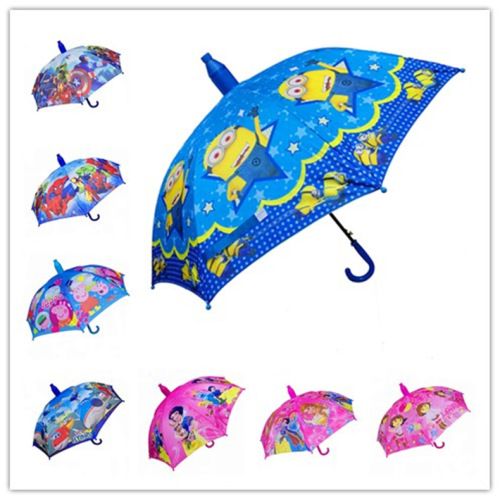 55cm large 21-inch heat transfer waterproof cover straight rod umbrella non-drip cover cartoon student umbrella
