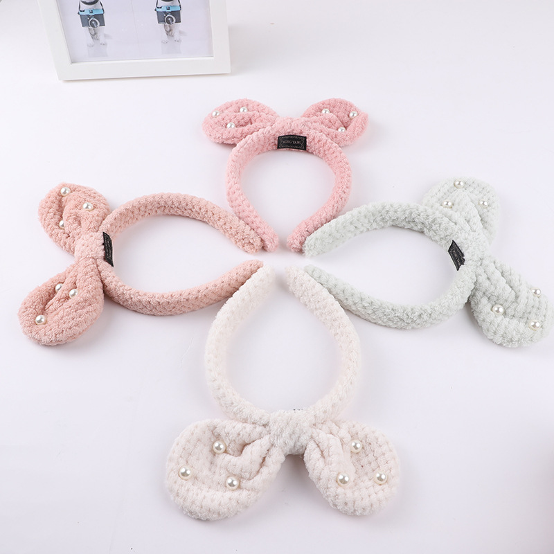 创意毛绒兔耳朵发箍 可爱洗脸化妆面膜束发带头带韩国发饰发箍