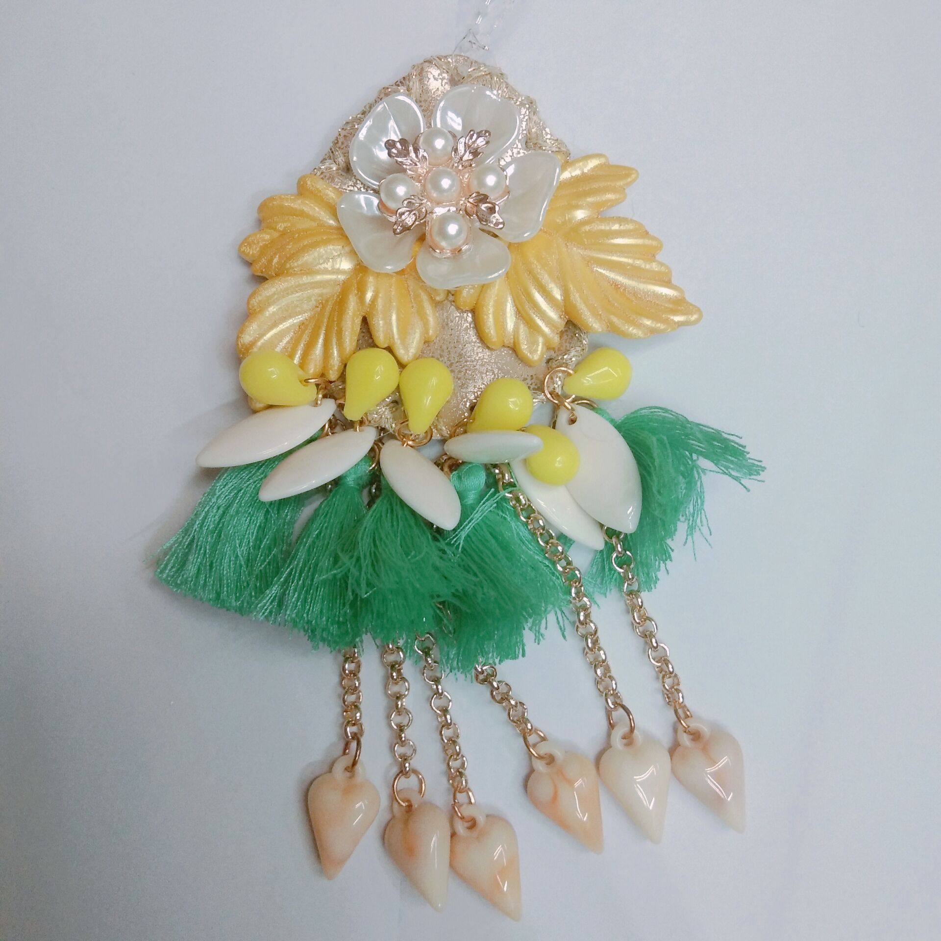 新款纯手工编花 流苏新款编花 包饰吊件 夸张耳环半成品