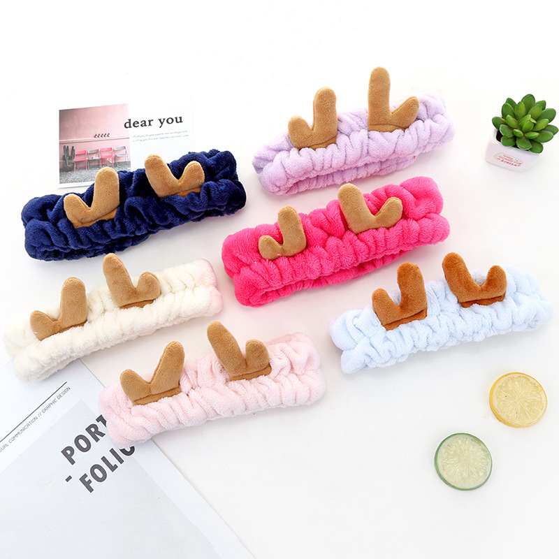 韩国发饰洗脸化妆头带女面膜束发带加厚ins可爱鹿角卖萌发箍发饰