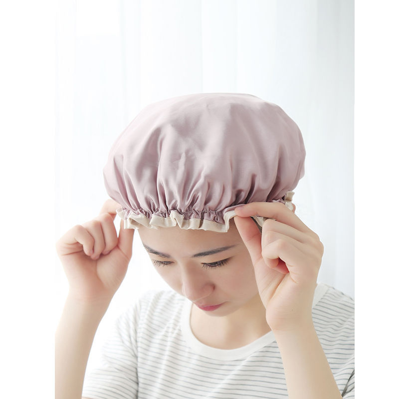 厂家直销双层色丁防水浴帽成人女款洗澡头发罩女淋浴头套发帽