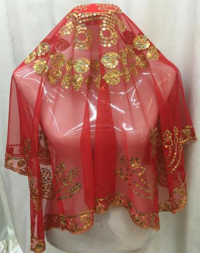 Factory Direct Sales Wedding Supplies Wedding Veil Bride Red Veil Red Shawl Gold Leaf Yuxi Veil