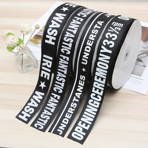 Textile Printing Ribbon Letter Ribbon 3.8cm Thread Belt Polyester Ribbon Clothing Accessories Spot Factory Wholesale