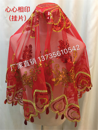 factory direct bridal red veil wedding cover red hanging piece cover chinese wedding festive supplies