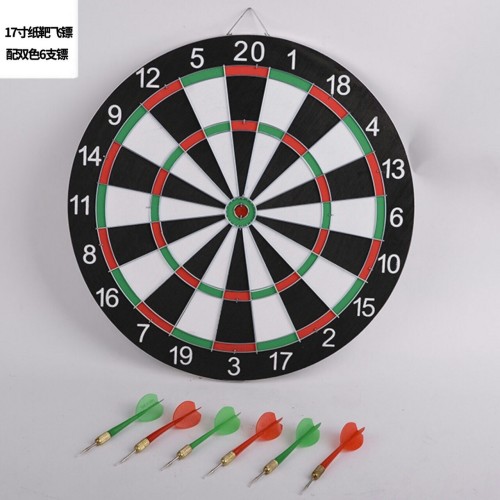 17-Inch Dart Paper Target Dart Board Set 6 Darts Needle Darts 15-Inch Bubble Shell