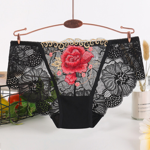 women‘s underwear sexy lace underwear women‘s embroidered flower large size cotton crotch breathable women‘s briefs manufacturer of origin
