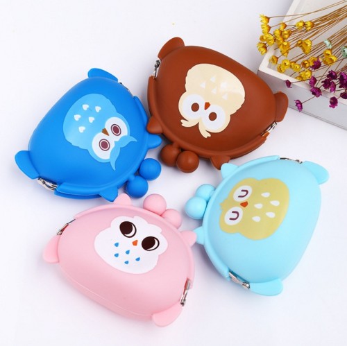 Luggage Silicone Coin Purse Silicone Earphone Bag Data Cable Storage Bag key Case Owl Silicone Bag 