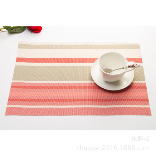 Factory Direct New striped Placemat Woven Placemat Insulation Pad PVC Polyester Yarn Woven Placemat/Coaster