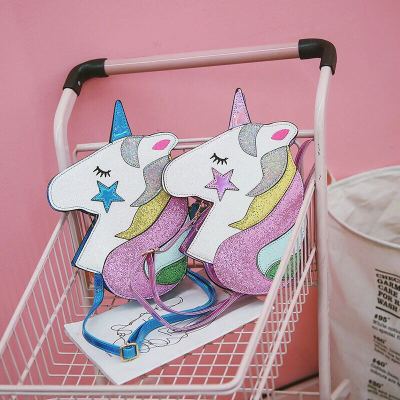 Manufacturers direct foreign trade cute cartoon personality laser unicorn crossbody bag shining rainbow five-star reflective lady bag