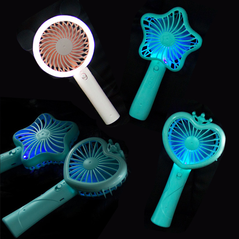 新款五角星闪光便携卡通风扇 爱心款 多种可选桌面充电迷你小风扇