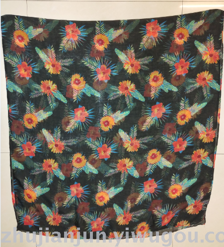 sisal flower print pattern fashion silk scarf with various colors and styles xc