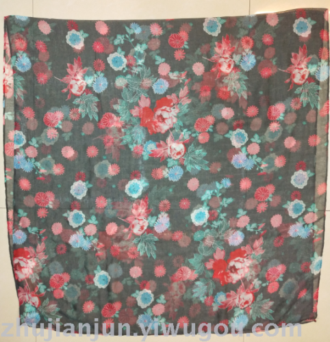 group flowers dancing printing pattern fashion silk scarf with various colors and styles xc