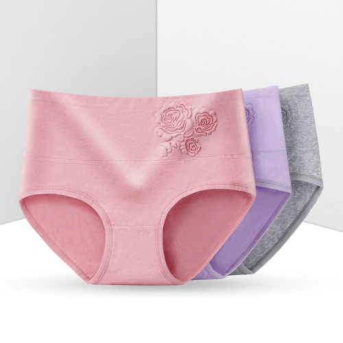 Factory Direct Sales New Large Size Women‘s Underwear Mid-Waist Underwear Women‘s 3D Embossed Women‘s Underwear