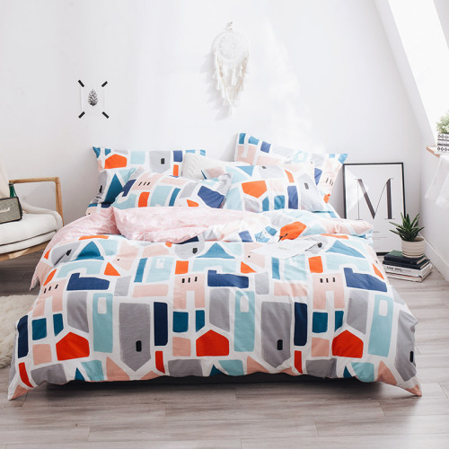 100% Cotton Four-Piece Bedding Set Simple Student Dormitory Pure Cotton Bed Sheet Duvet Cover Four-Piece Set