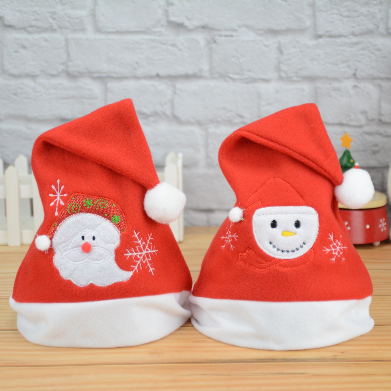 圣诞节帽子 拉毛布圣诞成人儿童帽 圣诞节装饰品 圣诞节日派对